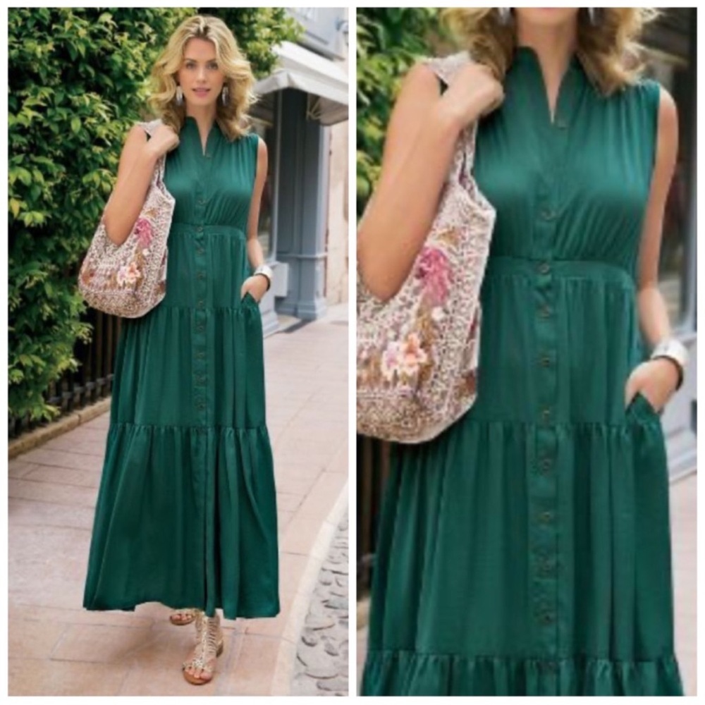 Soft Surroundings Green Maxi Dress